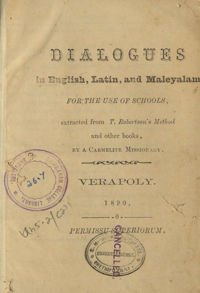 1890 - Dialogues in English, Latin, and Maleyalam for the use of Schools