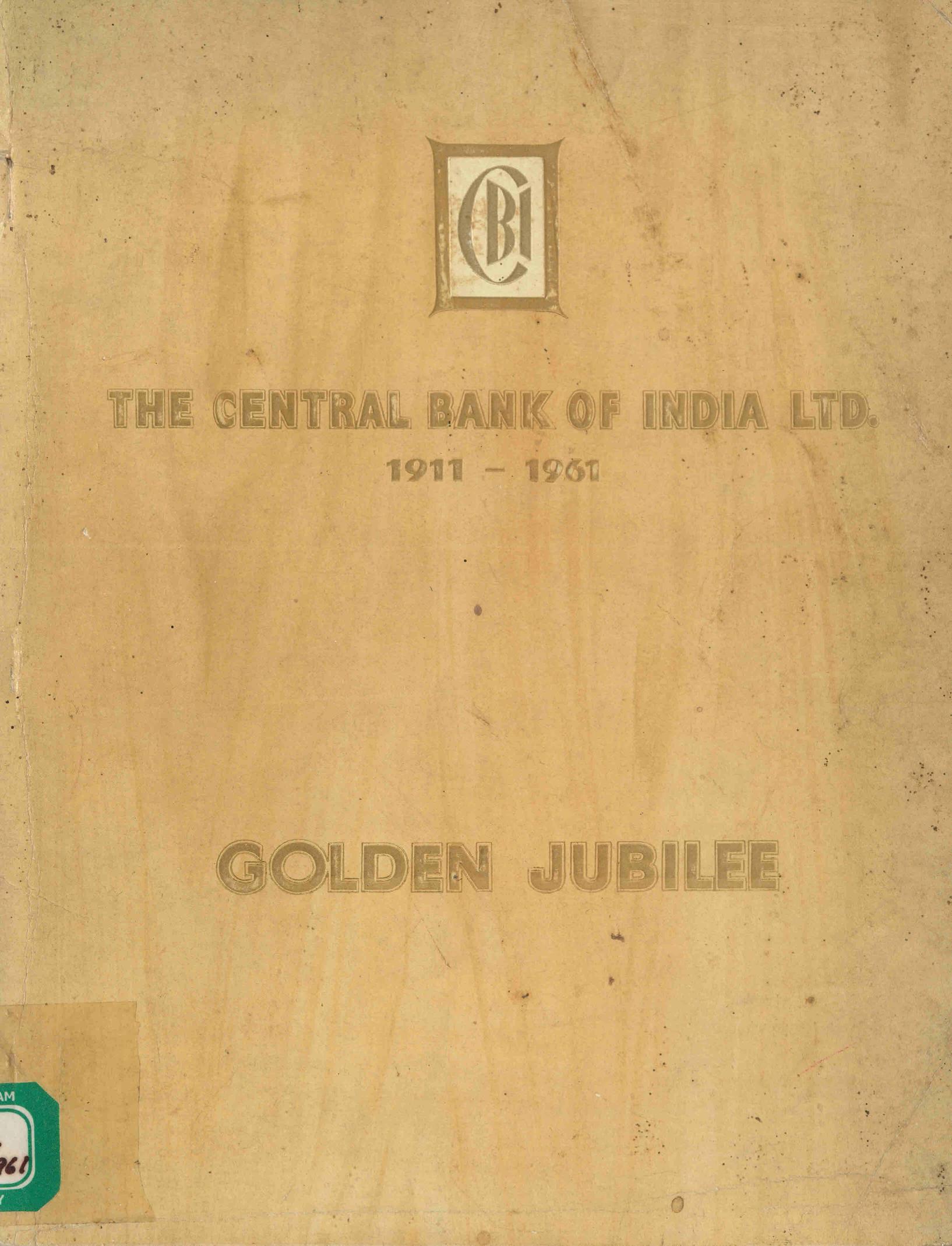 1961 - Central Bank of India - Golden Jubilee