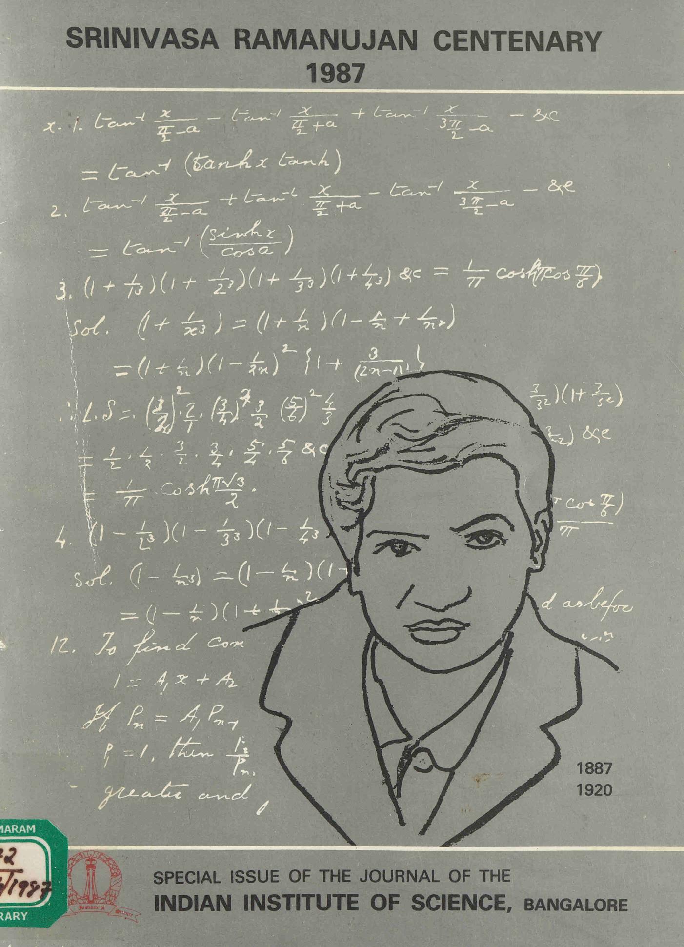1987 - Srinivasa Ramanujan - Centenary - iisc - journal