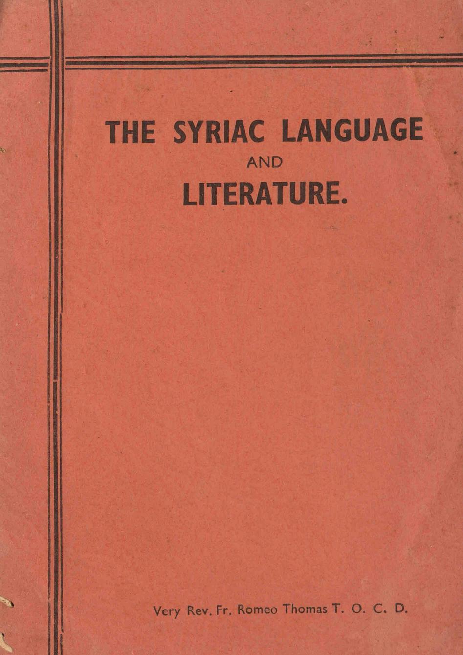 1922 - The Syriac Language and Literature - Romeo Thomas