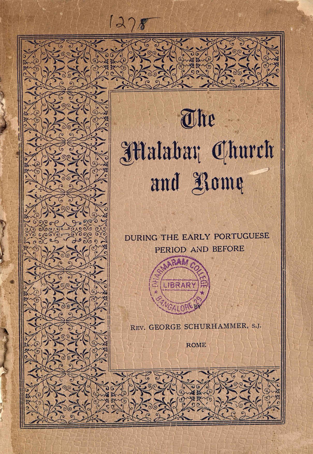 1934  - The Malabar Church and Rome - George-Schurhammer