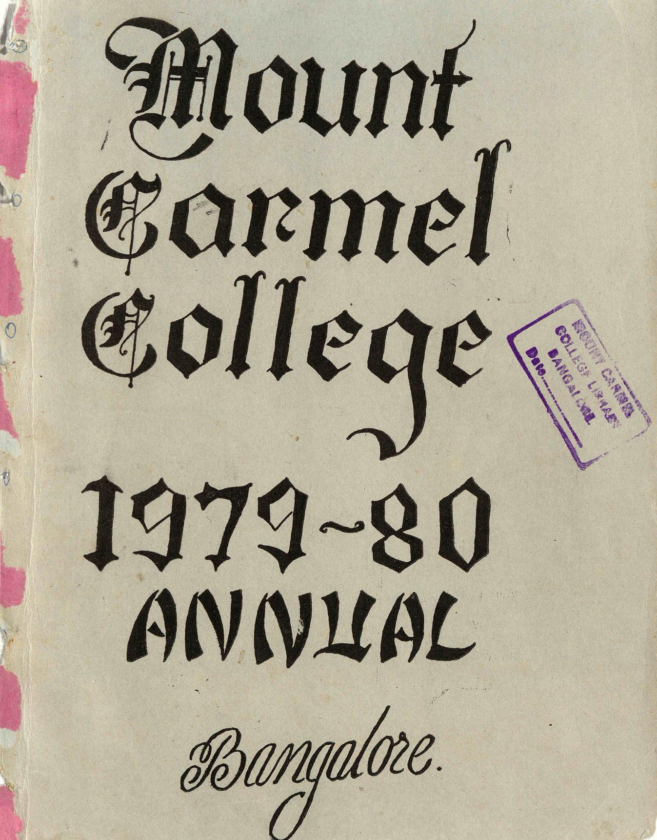  1980 - Mount Carmel College Bangalore Annual