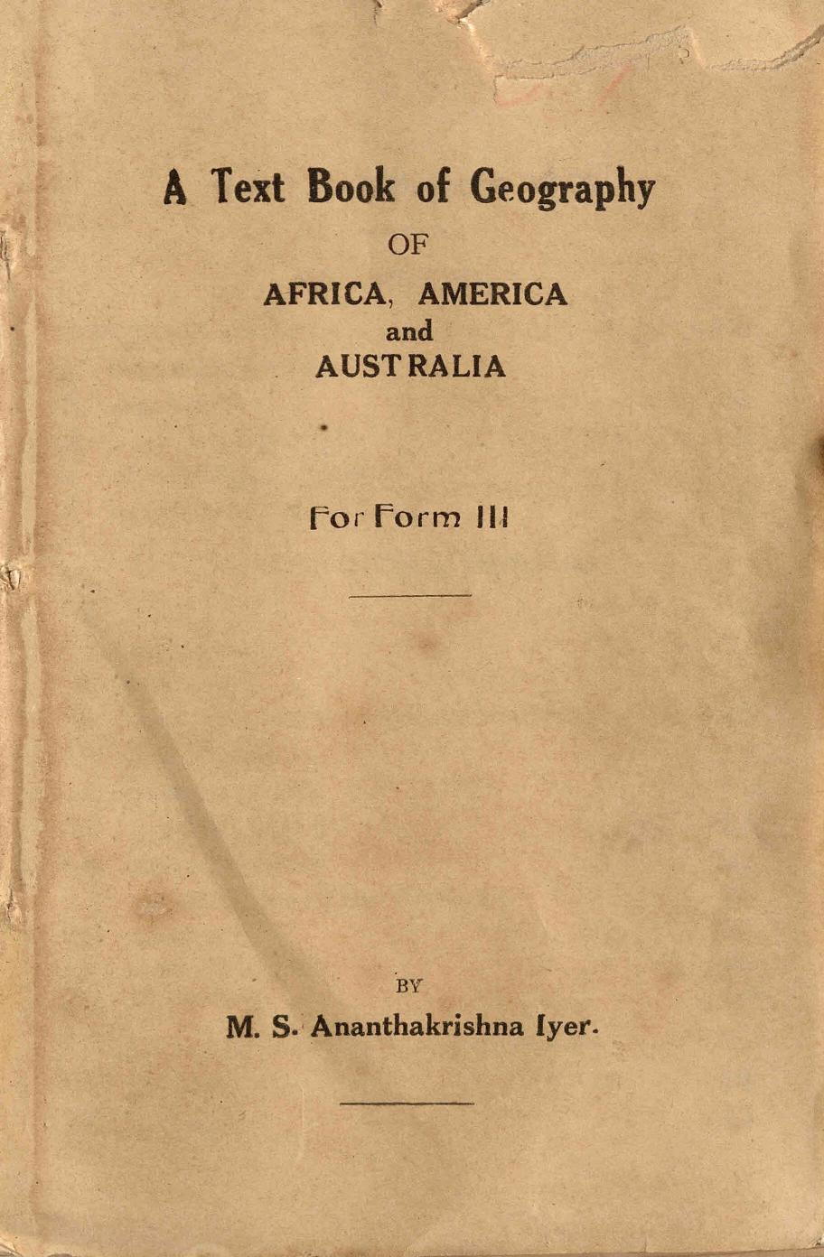 1935 - A Text Book of Geography - M. S. Anantha Krishna Iyer