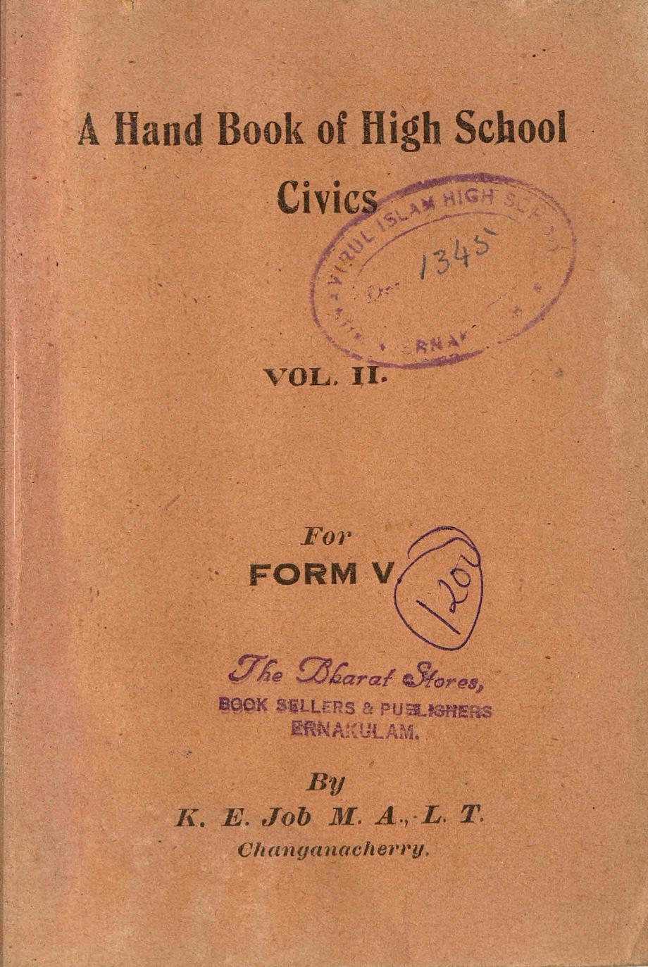  1949 - A Hand book of High School Civics - Form 5