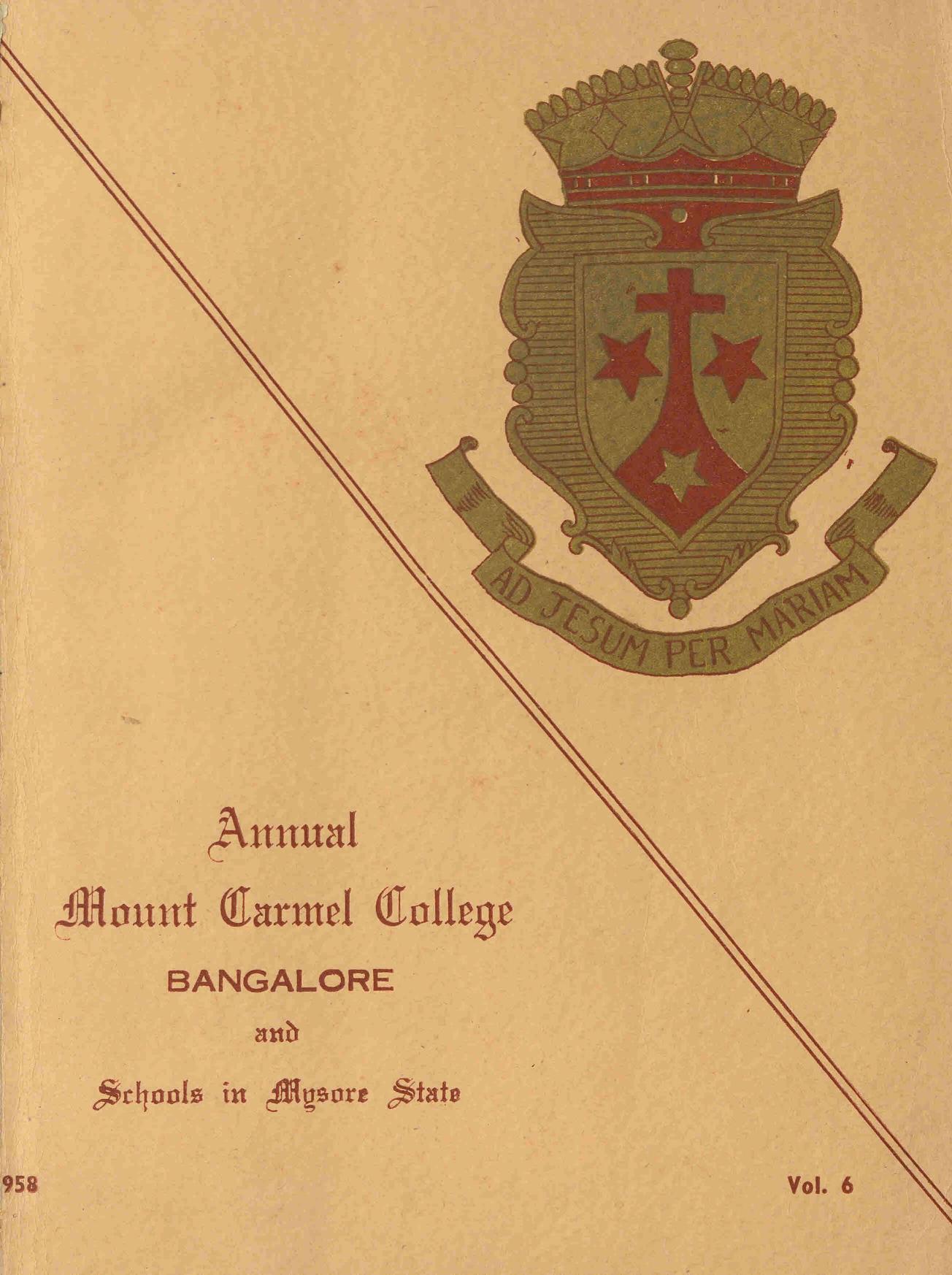  1958 - Mount Carmel College Bangalore Annual