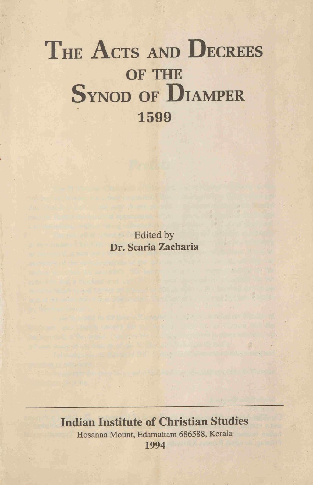  1994 - The Acts and Decrees of the Synod of Diamper