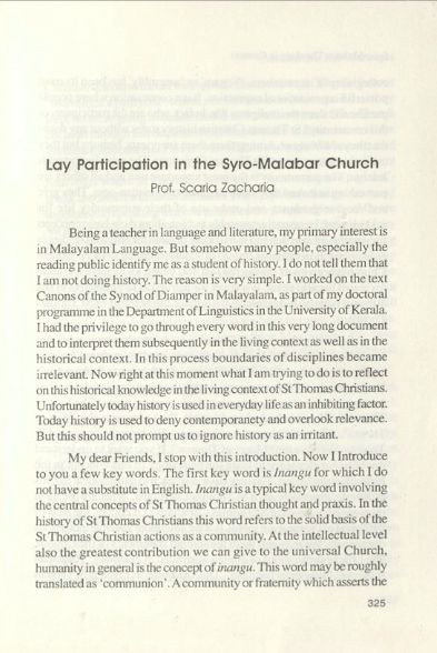  2007 - Lay Participation in the Syro-Malabar Church - Scaria Zacharia