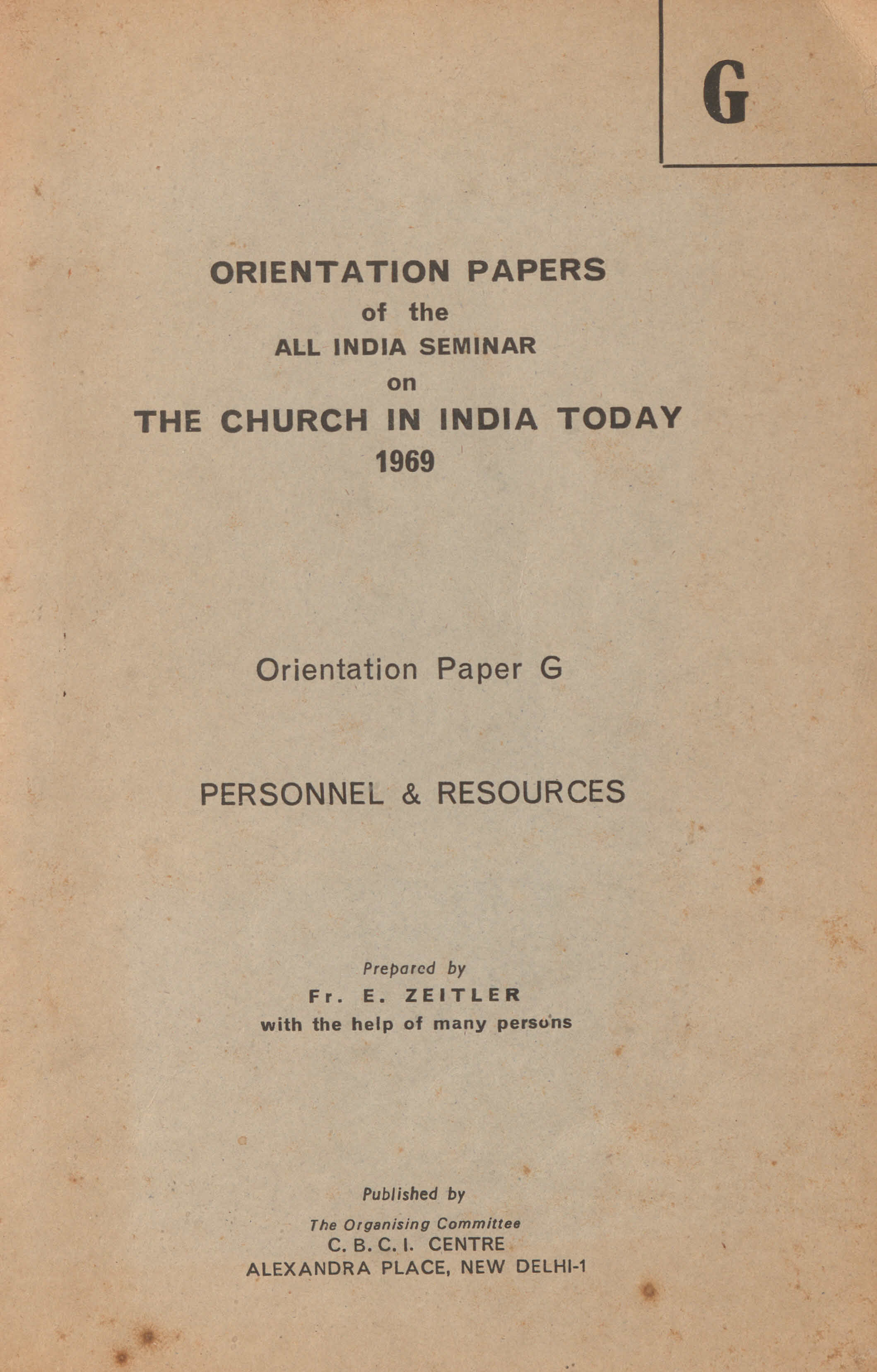 1969 - Orientation Paper G - Personal Resources