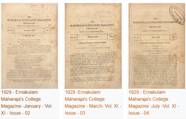1929 – Ernakulam Maharaja’s College Magazine Vol- XI– Issues – 02,03,04