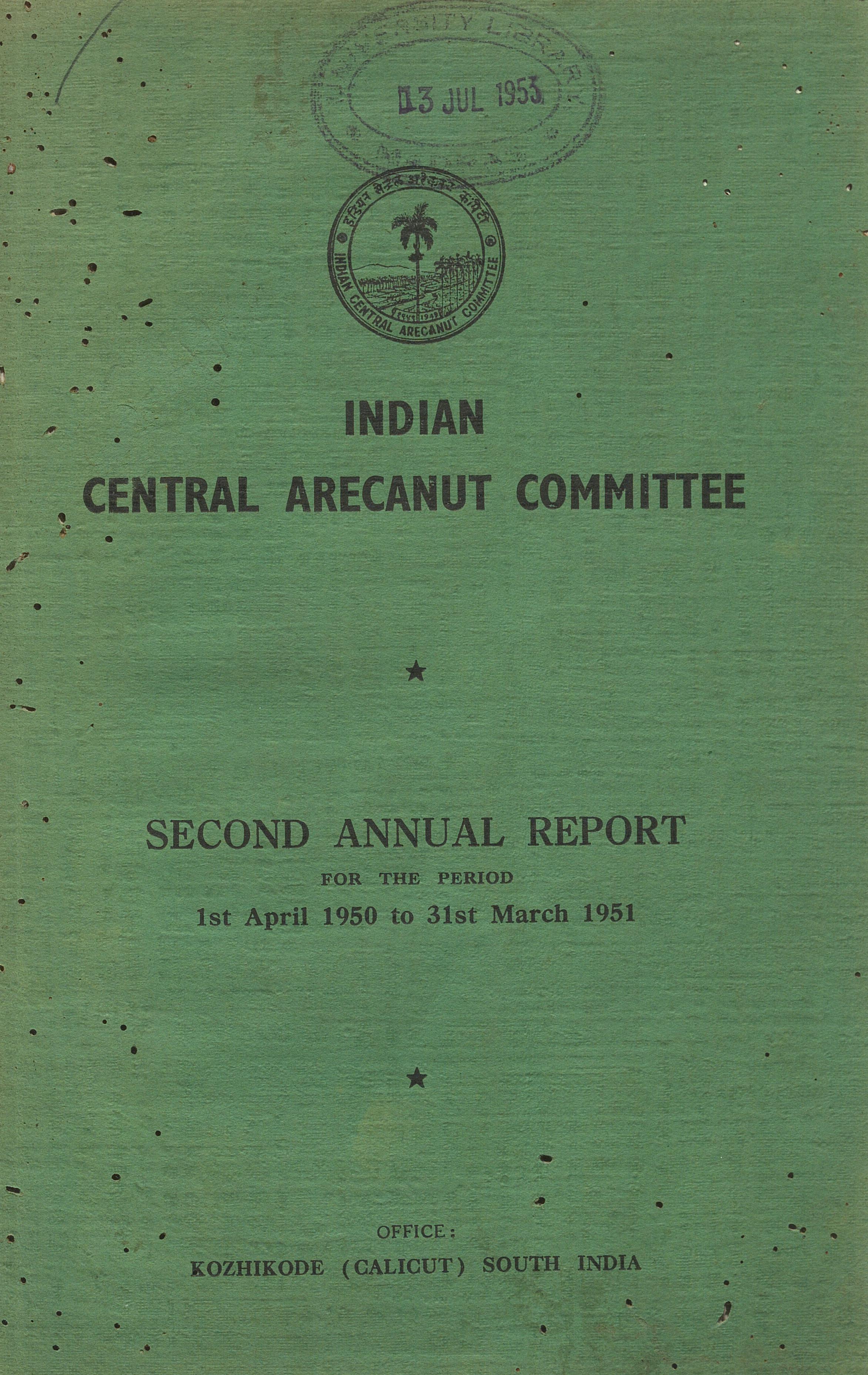 Indian Central Arecanut Committee Annual Report