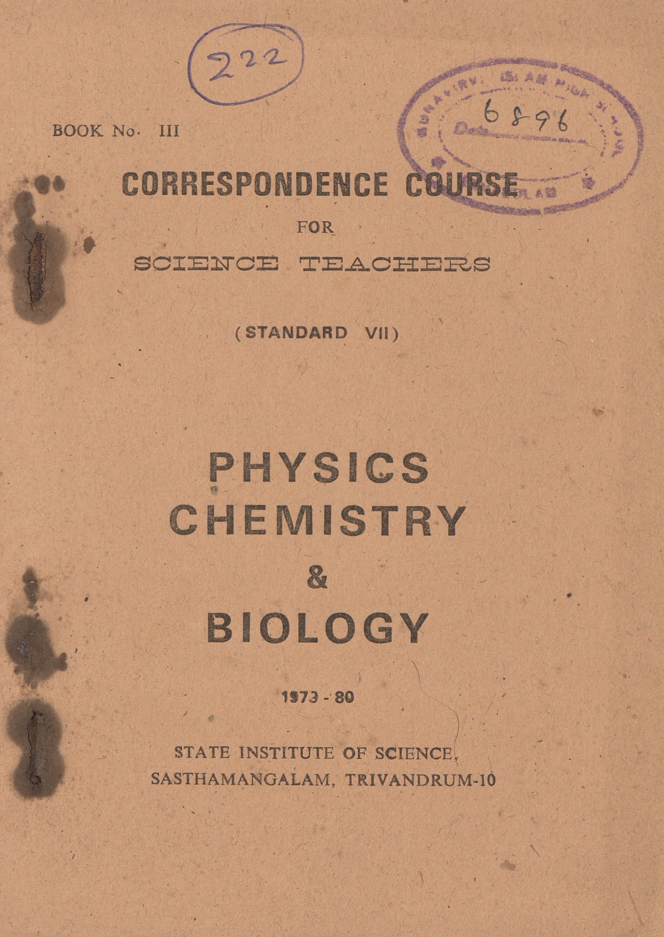 1979 - Correspondence Course for Science Teachers - Std - VII