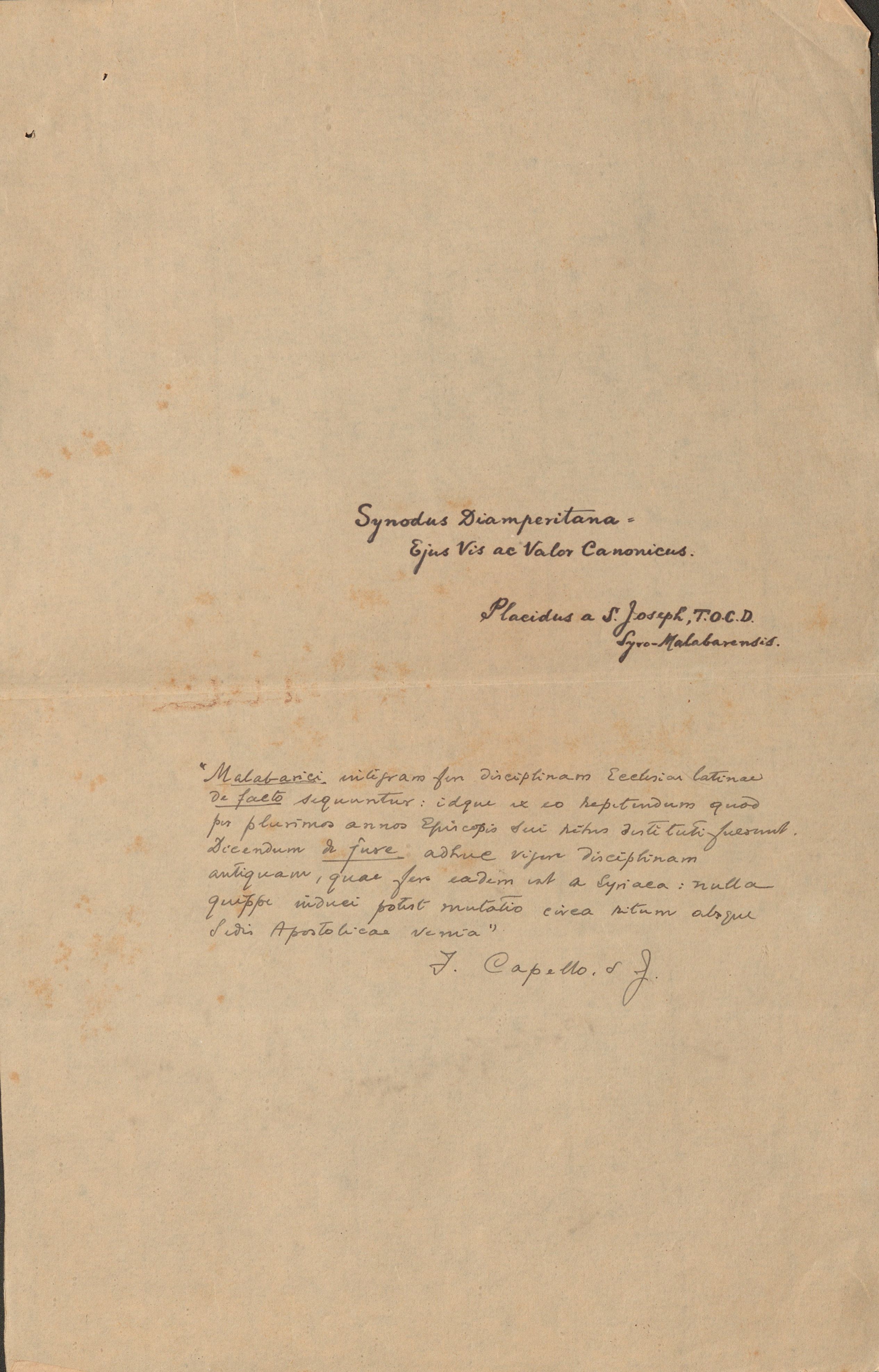  1939 - Synodus Diamperitana Ejus Vis Ae Valor Canonicus